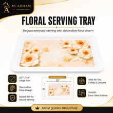 Elegant Floral Coffee and Tea Serving Tray - 22"