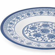 Large Round Blue and White Decorative Serving Tray - 21.5"