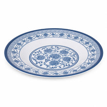 Large Round Blue and White Decorative Serving Tray - 21.5"