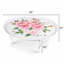 Round Floral Folding Tray Table with Legs - 25"