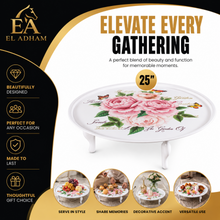 Round Floral Folding Tray Table with Legs - 25"