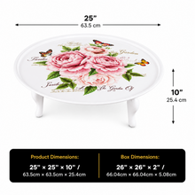 Round Floral Folding Tray Table with Legs - 25"