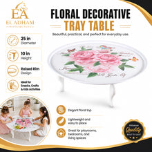 Round Floral Folding Tray Table with Legs - 25"