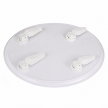27.5-Inch Round Floral Low Serving Table with Raised Rim, White