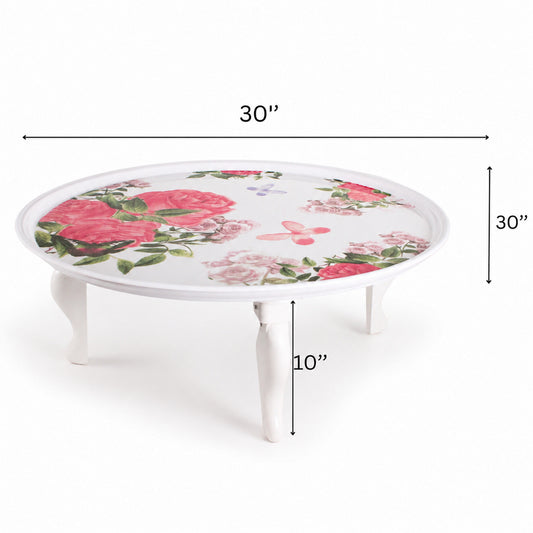 Round Floral Folding Tray Table with Legs - 27.5"