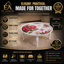 Round Floral Folding Tray Table with Legs - 30"
