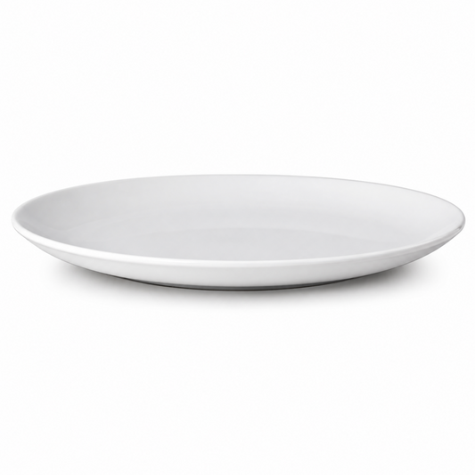 Large White Round Ceramic Serving Platter – 14 Inch Shallow Serving Plate