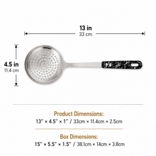 13-Inch Stainless Steel Slotted Strainer Spoon with Black Marbled Handle