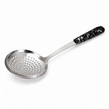 13-Inch Stainless Steel Slotted Strainer Spoon with Black Marbled Handle