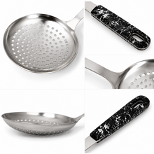 13-Inch Stainless Steel Slotted Strainer Spoon with Black Marbled Handle
