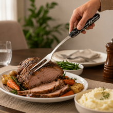 Stainless Steel Meat Carving Fork - Black Ergonomic Handle