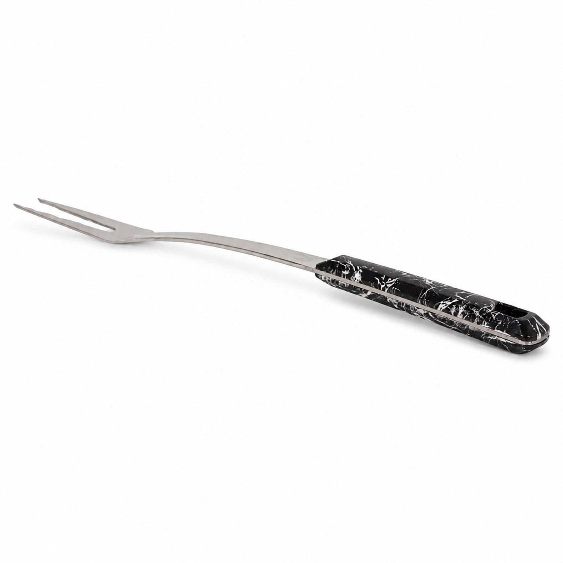 Stainless Steel Meat Carving Fork - Black Ergonomic Handle