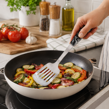 Stainless Steel Slotted Turner Spatula - Black Ergonomic Handle