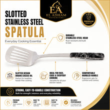 Stainless Steel Slotted Turner Spatula - Black Ergonomic Handle