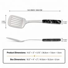 Stainless Steel Slotted Turner Spatula - Black Ergonomic Handle