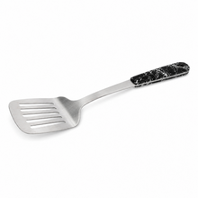 Stainless Steel Slotted Turner Spatula - Black Ergonomic Handle