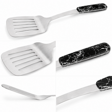 Stainless Steel Slotted Turner Spatula - Black Ergonomic Handle