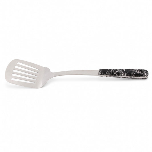 Stainless Steel Slotted Turner Spatula - Black Ergonomic Handle