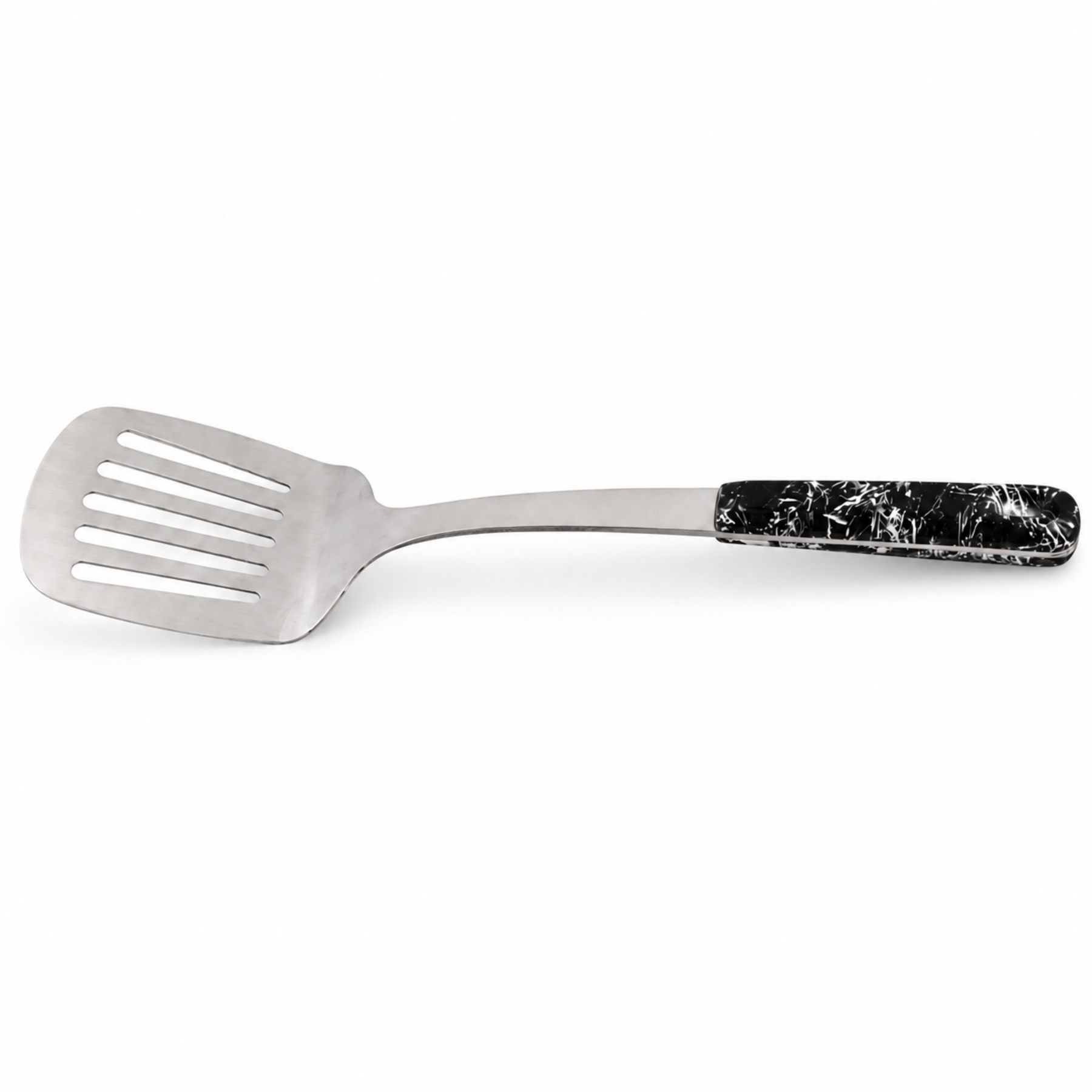 Stainless Steel Slotted Turner Spatula - Black Ergonomic Handle