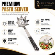 Stainless Steel Pasta Serving Spoon - Black Ergonomic Handle