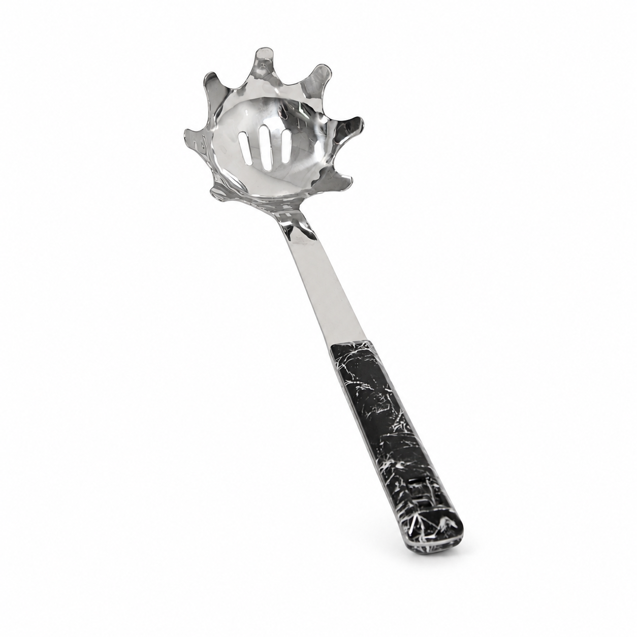 Stainless Steel Pasta Serving Spoon - Black Ergonomic Handle