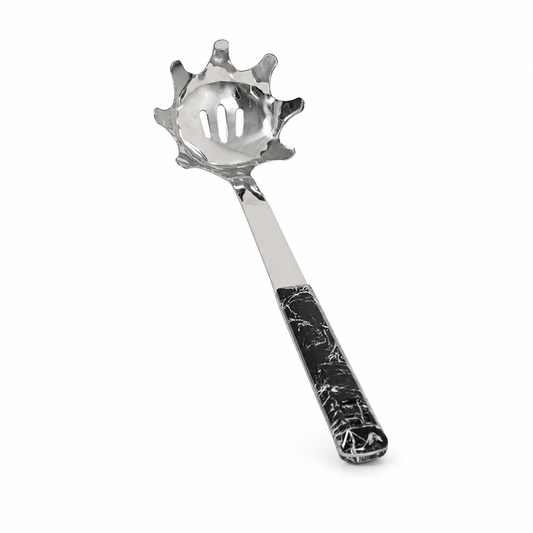 Stainless Steel Pasta Serving Spoon - Black Ergonomic Handle