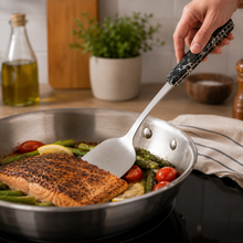 14.5-Inch Stainless Steel Serving Spatula with Black Marbled Handle