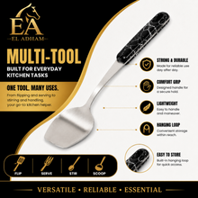 14.5-Inch Stainless Steel Serving Spatula with Black Marbled Handle