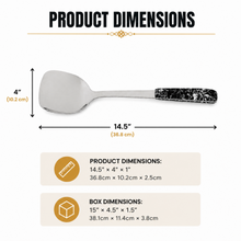 14.5-Inch Stainless Steel Serving Spatula with Black Marbled Handle