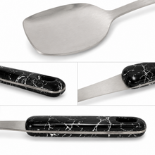14.5-Inch Stainless Steel Serving Spatula with Black Marbled Handle