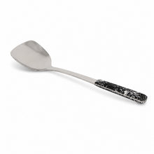 14.5-Inch Stainless Steel Serving Spatula with Black Marbled Handle