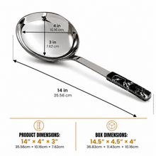 14-Inch Stainless Steel Angled Serving Spoon with Black Marbled Handle