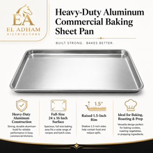 Heavy-Duty Aluminum Commercial Baking Sheet Pan, 24 x 16 x 1.5 Inch Rimmed Tray