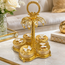 Luxury Gold Palm Tree Spice Jar Set with Stand