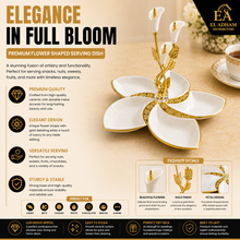 Luxury 5-Section Floral Ceramic Serving Platter with Gold Stand