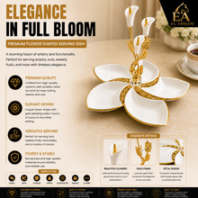 Luxury 5-Section Floral Ceramic Serving Platter with Gold Stand