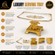Luxury Elevated Ceramic Serving Tray with Gold Pedestal Stand