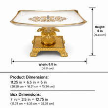 Luxury Elevated Ceramic Serving Tray with Gold Pedestal Stand