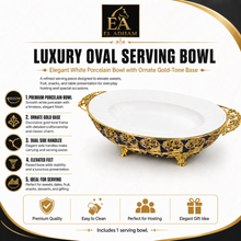 Luxury Oval Ceramic Serving Platter with Ornate Golf Handles - Elegant Design