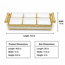 Luxury 6-Piece Ceramic Snack Bowl Set with Gold Serving Tray