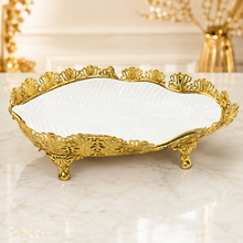 Luxury Oval Decorative Serving Platter with Ornate Gold Handles - Candy, Fruit & Dessert