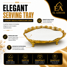 Luxury Oval Decorative Serving Platter with Ornate Gold Handles - Candy, Fruit & Dessert