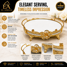 Luxury Gold Crystal Accent Ceramic Serving Bowl with Handles - Decorative Design