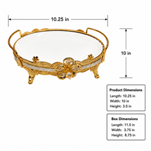 Luxury Gold Crystal Accent Ceramic Serving Bowl with Handles - Decorative Design