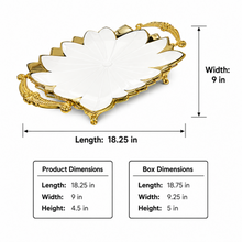 Luxury Floral Ceramic Serving Tray with Gold Handles - Decorative Design