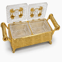 Luxury 2-Piece Crystal Candy Jar Set with Gold Serving Tray