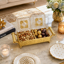 Luxury 2-Piece Crystal Candy Jar Set with Gold Serving Tray