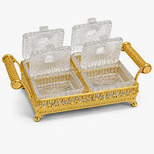 Luxury 4-Piece Crystal Candy Jar Set with Gold Serving Tray