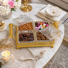 Luxury 4-Piece Crystal Candy Jar Set with Gold Serving Tray