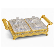 Luxury 4-Piece Crystal Candy Jar Set with Gold Serving Tray